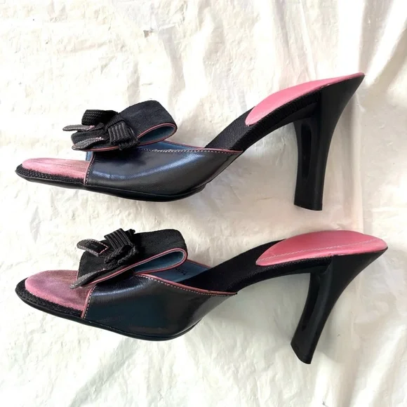 Cole Haan Rare G Series Bows Nike lab Black Pink Heeled Slip Ons SZ 9.5 B NWOT - Picture 3 of 14